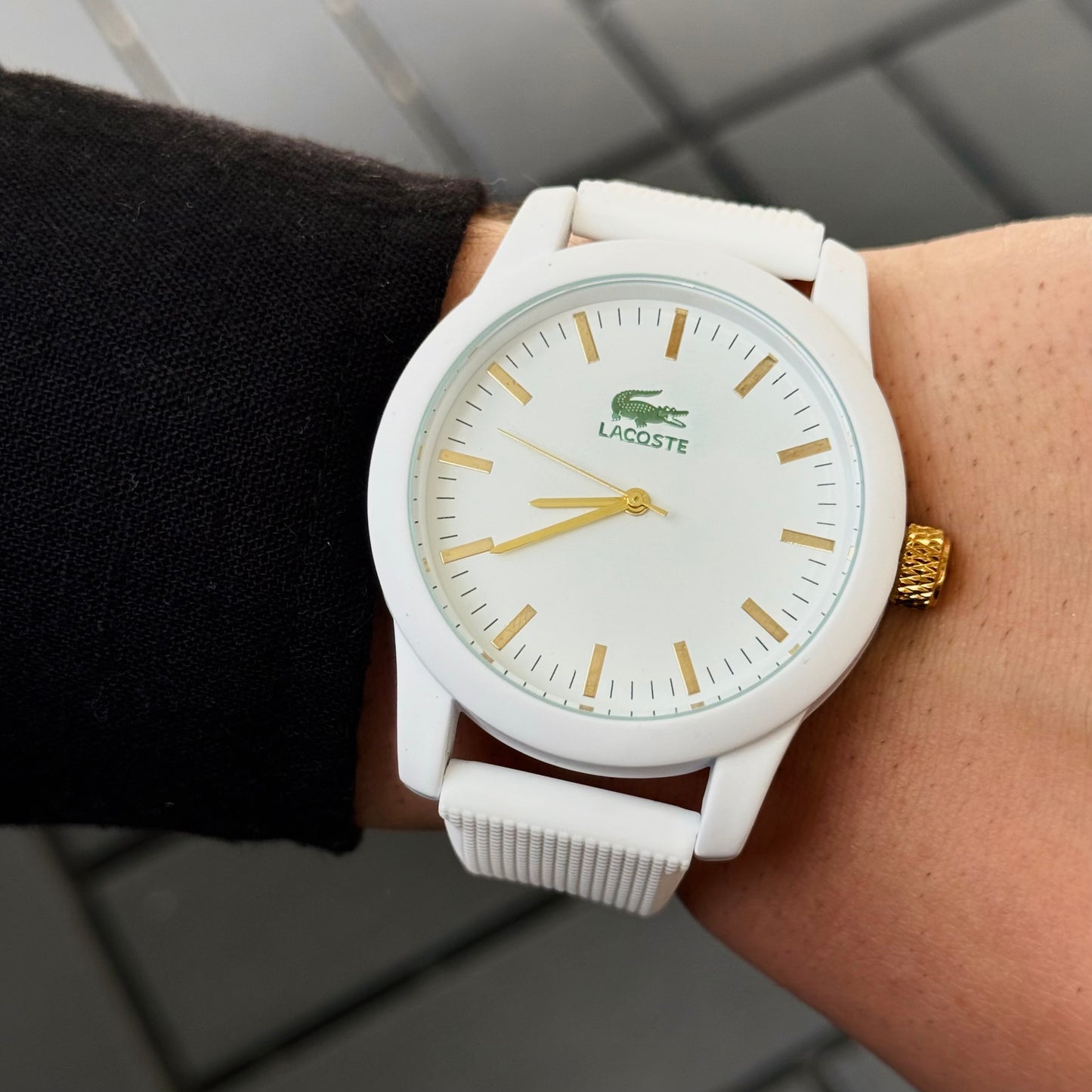 LACOSTE 01 BEYAZ GOLD ERKEK KOL SAATİ