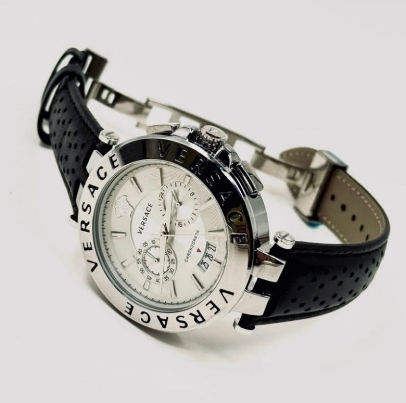 VERSACE SILVER DERİ KORDON SAAT