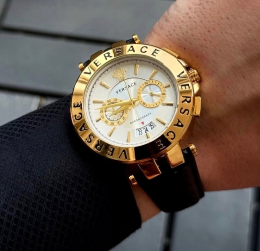 VERSACE GOLD DERİ KORDON SAAT
